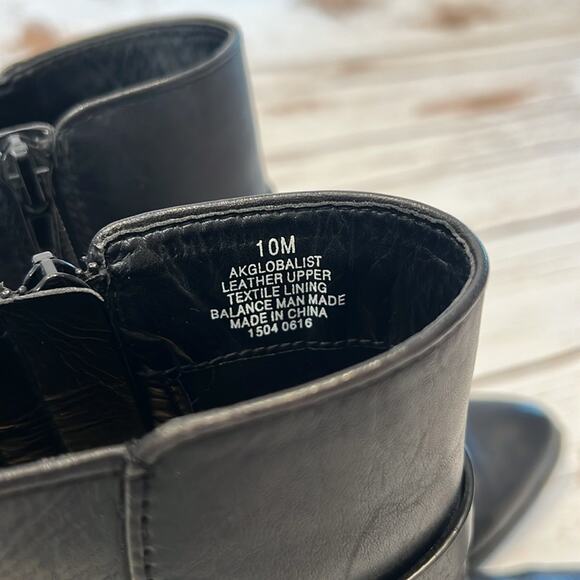 Anne Klein Black Leather Heeled Boots - Picture 9 of 12